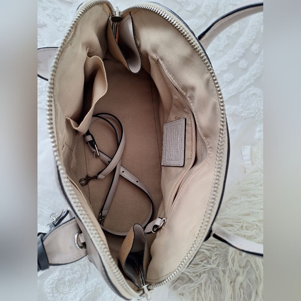 Coach Color Block Black, White, Brown, Leather Purse, Bowling Bag - Picture 9 of 16